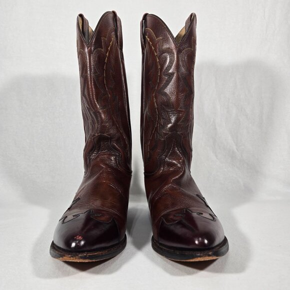 Vintage 1977 DAN POST Brown Leather Vegas Cut COWBOY Wingtip Boots Men Size 11D. - Picture 11 of 17